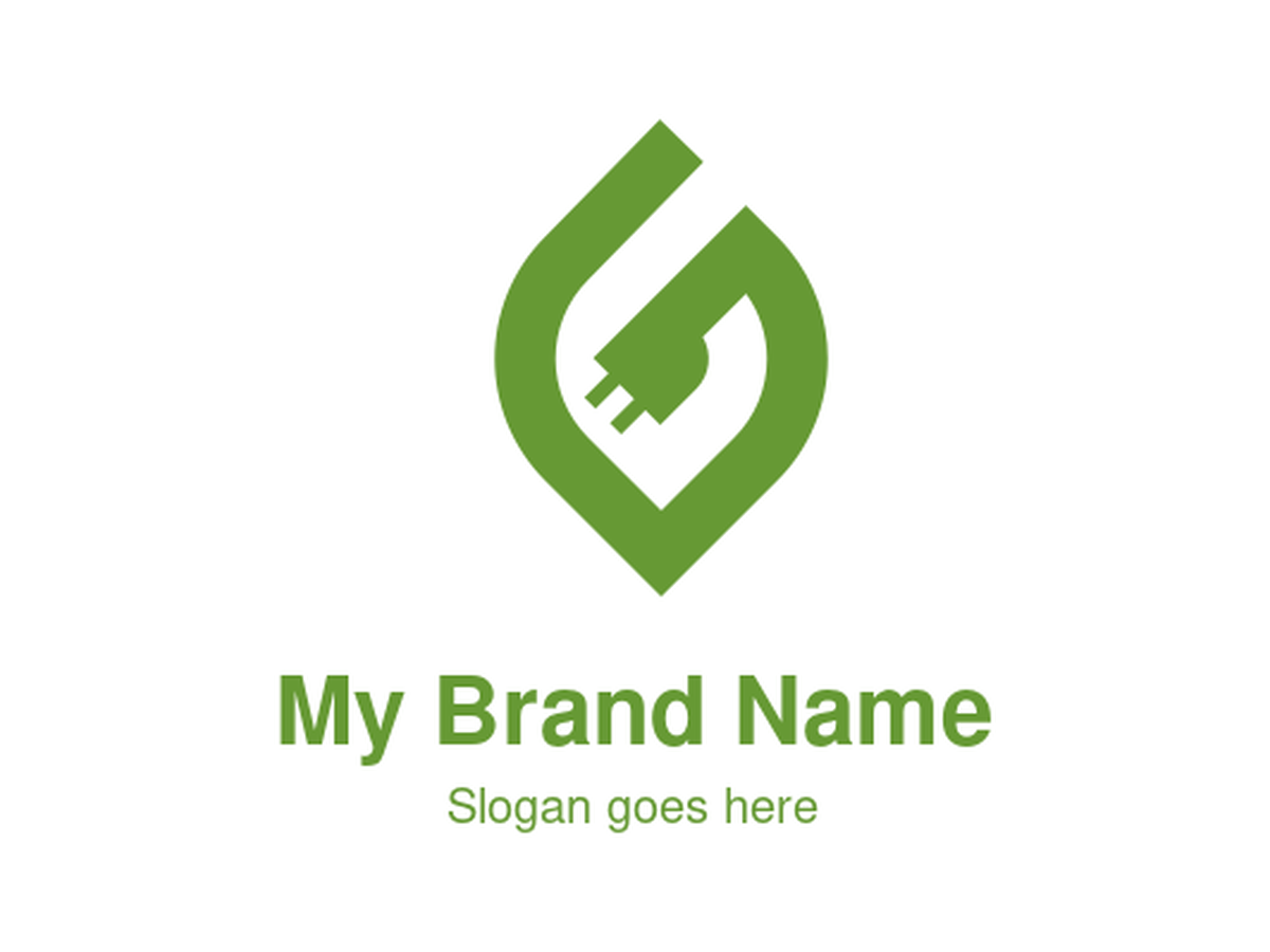 Minimalist Green Electric Plug with Letter G Logo Design for Sustainable Energy Brands